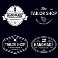 Set of vintage sewing and tailor labels, badges, design elements and emblems. Tailor shop old-style logo