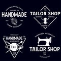 Set of vintage sewing and tailor labels, badges, design elements and emblems. Tailor shop old-style logo