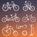 Set Vintage Sign and Silhouette Bicycle and Cycling Sport