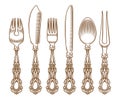 Set of vintage silver cutlery Royalty Free Stock Photo