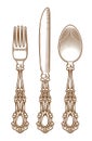 Set of vintage silver cutlery Royalty Free Stock Photo