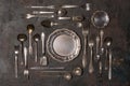 Set of vintage silver cutlery or tableware