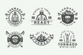 Set of vintage snowboarding, ski or winter sports logos, badges Royalty Free Stock Photo