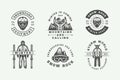 Set of vintage snowboarding, ski or winter sports logos, badges Royalty Free Stock Photo