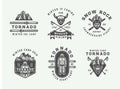 Set of vintage snowboarding, ski or winter sports logos, badges