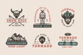 Set of vintage snowboarding, ski or winter sports logos, badges, emblems and design elements. Vector illustration. Monochrome