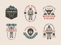 Set of vintage snowboarding, ski or winter sports logos, badges Royalty Free Stock Photo