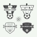 Set of vintage soccer or football logo, emblem, badge.