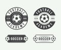 Set of vintage soccer or football logo, emblem, badge.