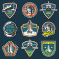 Set of vintage space and astronaut badges Royalty Free Stock Photo