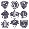 Set of vintage space and astronaut badges Royalty Free Stock Photo