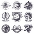 Set of vintage space and astronaut badges Royalty Free Stock Photo