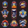 Set of vintage space and astronaut badges Royalty Free Stock Photo