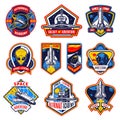 Set of vintage space and astronaut badges Royalty Free Stock Photo