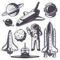 Set of vintage space elements