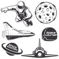 Set of vintage space elements. Royalty Free Stock Photo