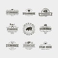 Set of vintage steak house logos. vector illustration