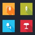Set Vintage street light, Light emitting diode, Wall lamp or sconce and Table icon. Vector Royalty Free Stock Photo