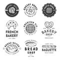 Set of vintage style bakery shop labels, badges, emblems and logo Royalty Free Stock Photo