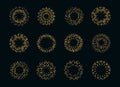 Set of vintage sunburst. Fireworks vector illustration