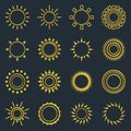 Set of vintage sunburst. Royalty Free Stock Photo