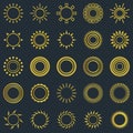 Set of vintage sunburst. Royalty Free Stock Photo