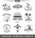 Set of vintage surfing labels