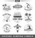 Set of vintage surfing labels. Vol.1 Royalty Free Stock Photo