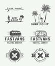 Set of vintage surfing logos, emblems, badges, labels