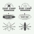 Set of vintage surfing logos, emblems, badges, labels