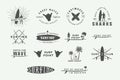 Set of vintage surfing logos, emblems, badges, labels