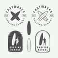 Set of vintage surfing logos, emblems, badges, labels