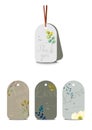 Set of vintage tags with hand drawn watercolor flowers