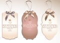 Set of vintage tags with silk bows. Pastel.