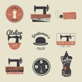 Set of vintage tailor labels, emblems and design elements. Retro