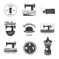 Set of vintage tailor labels, emblems and design elements. Retro
