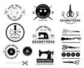 Set of vintage tailor labels, emblems and designed elements Royalty Free Stock Photo