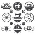 Set of vintage tailor labels, emblems and designed elements. Tailor shop theme Royalty Free Stock Photo