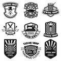 Set of vintage tailor shop emblems. Design elements for logo, label, sign, badge Royalty Free Stock Photo