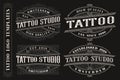 Set of vintage tattoo emblems, logos, badges. Royalty Free Stock Photo