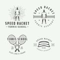 Set of vintage tennis logos, emblems, badges, labels