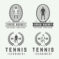 Set of vintage tennis logos, emblems, badges, labels