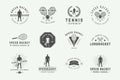 Set of vintage tennis logos, emblems, badges, labels