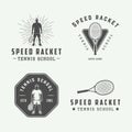 Set of vintage tennis logos, emblems, badges, labels and design elements.