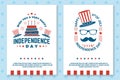 Set of Vintage 4th of july poster, flyer, template, card, fourth of July felicitation classic postcard. Independence day Royalty Free Stock Photo