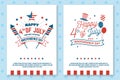 Set of Vintage 4th of july poster, flyer, template, card, fourth of July felicitation classic postcard. Independence day Royalty Free Stock Photo