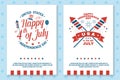 Set of Vintage 4th of july poster, flyer, template, card, fourth of July felicitation classic postcard. Independence day Royalty Free Stock Photo