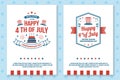 Set of Vintage 4th of july poster, flyer, template, card, fourth of July felicitation classic postcard. Independence day Royalty Free Stock Photo