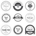 Set of vintage Thank you badges, labels and stickers.