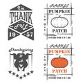 Set of vintage Thanksgiving Day emblems, signs, design elements Royalty Free Stock Photo